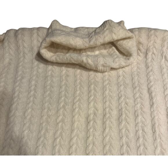 Jeanne Pierre Lambswool Angora Ivory Cable Knit Cowl Neck Sweater Small Vintage - Picture 7 of 10